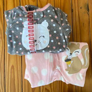 Carter's Baby/Toddler Girl Fleece Footie Pajamas 18M (Set of 2) NWT